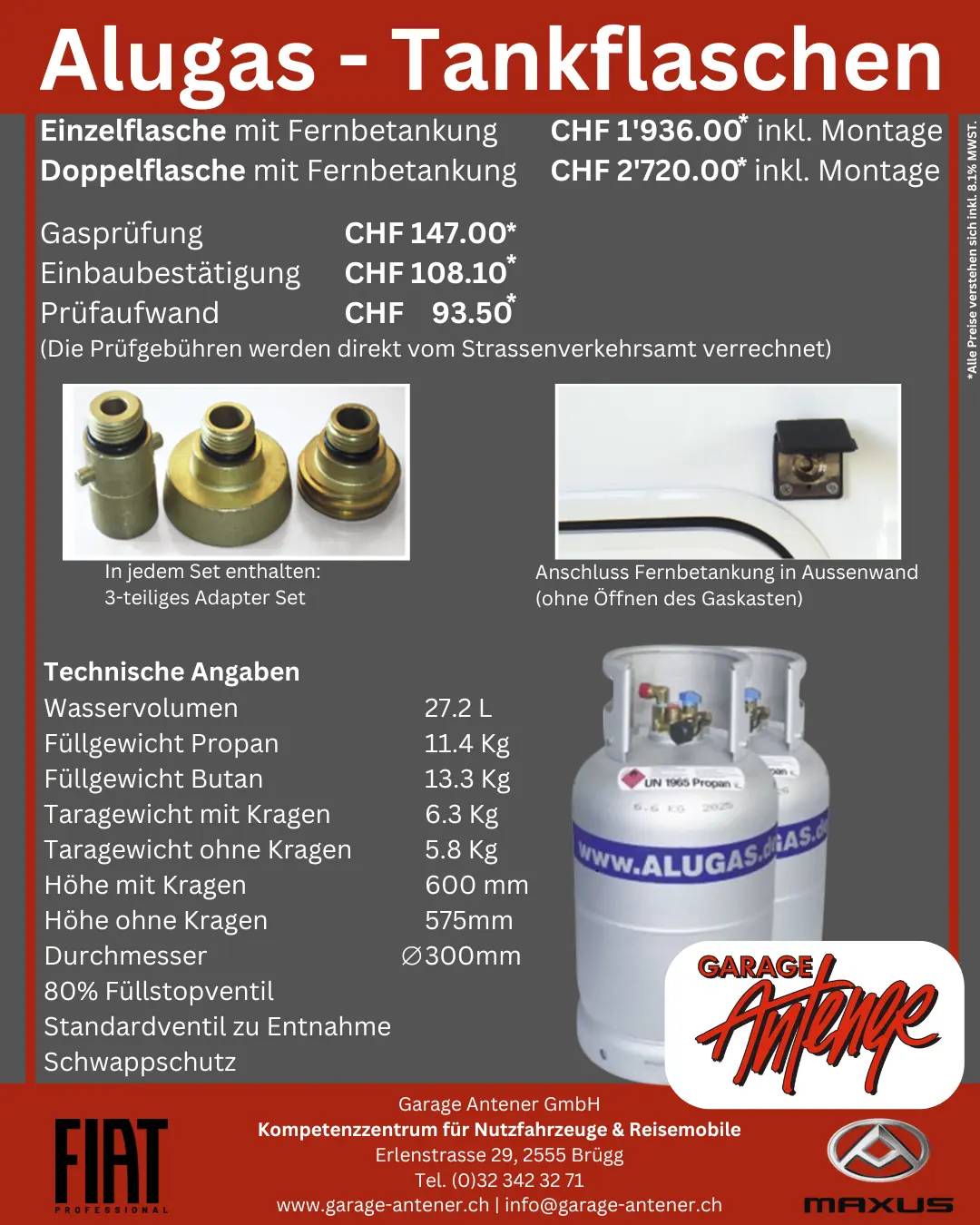 Alugas Tankflaschen – Instagram-Beitrag der Garage Antener